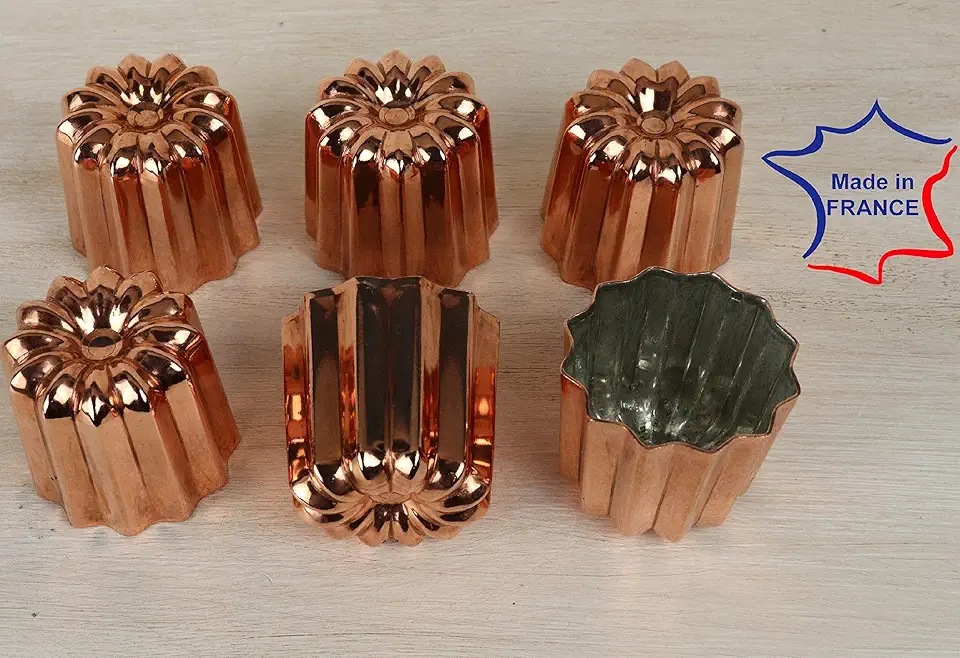 1.75 inch Copper Canele mold from Bordeaux a Set of Six tinned molds