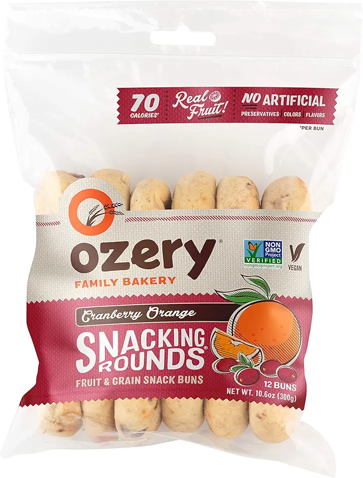 Ozery Bakery, Cranberry Orange Snacking Rounds Pita Bread, Vegan &amp; Non-GMO, 10.6 Oz. bags With 12 Snacking Rounds Per Bag, (Pack Of 6)