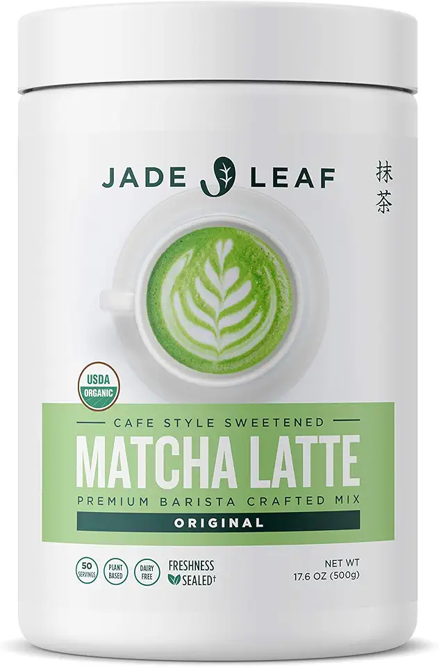 Jade Leaf Matcha Organic Cafe Style Sweetened Matcha Latte Green Tea Powder, Premium Barista Crafted Mix - Authentically Japanese (1.1 Pound Tin)