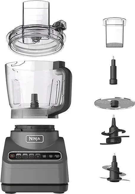 Ninja BN601 Professional Plus Food Processor, 1000 Peak Watts, 4 Functions for Chopping, Slicing, Purees &amp; Dough with 9-Cup Processor Bowl, 3 Blades, Food Chute &amp; Pusher, Silver