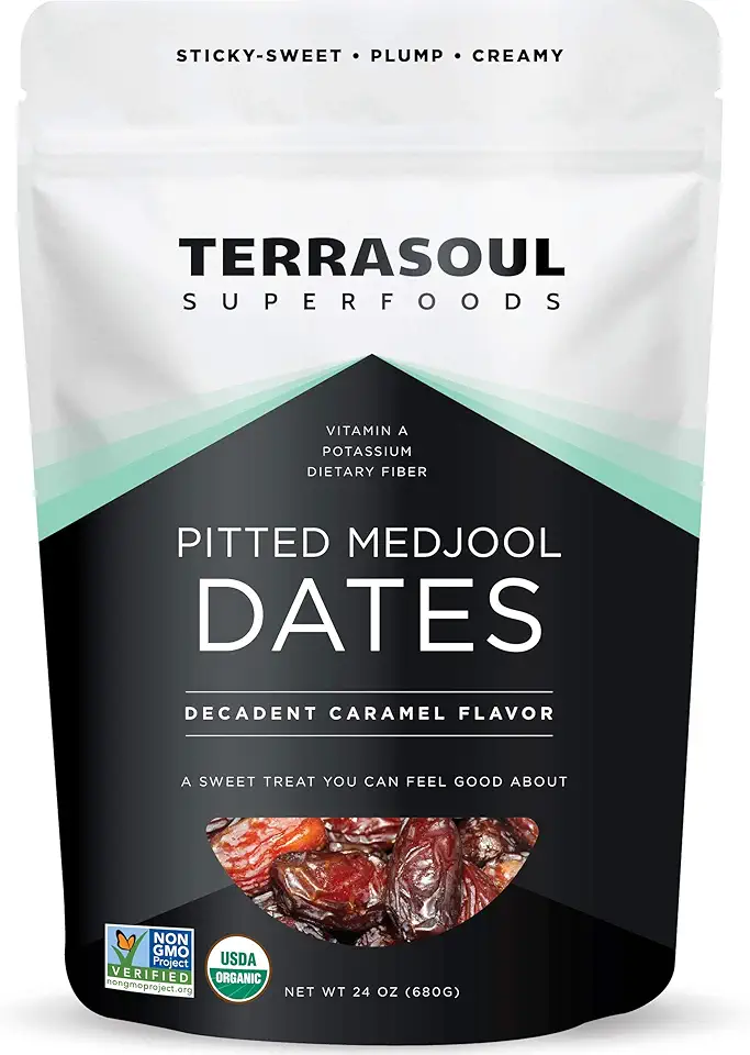 Terrasoul Superfoods Organic Pitted Medjool Dates, 1.5 Lbs - Pits Removed | Soft Chewy Texture | Sweet Caramel Taste