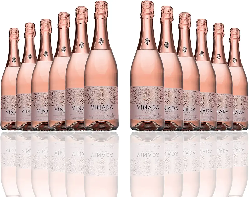 VINADA - Sparkling Rosé - Zero Alcohol Wine - 750 mL (12 Glass Bottles)