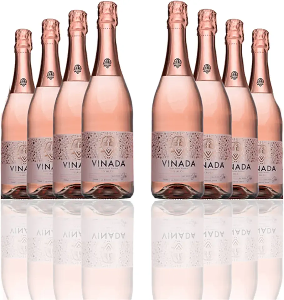 VINADA - Sparkling Rosé - Zero Alcohol Wine - 750 ml (8 Glass Bottles)