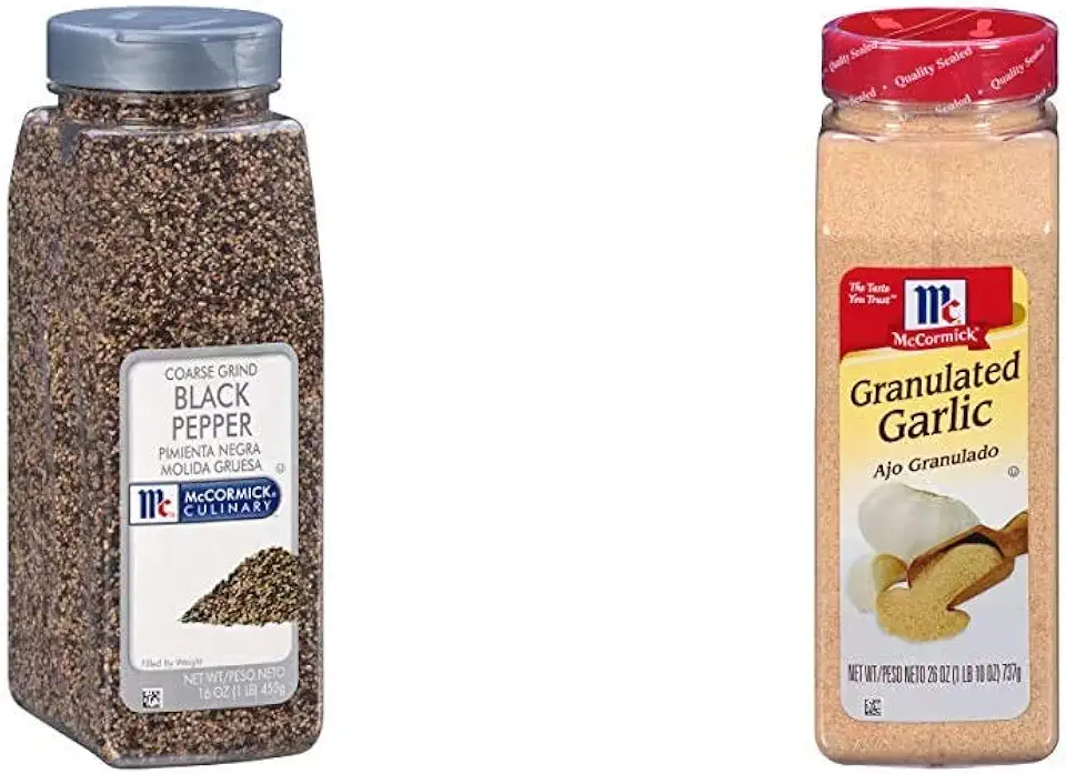 McCormick Culinary Coarse Grind Black Pepper, 16 oz &amp; Granulated Garlic, 26 oz