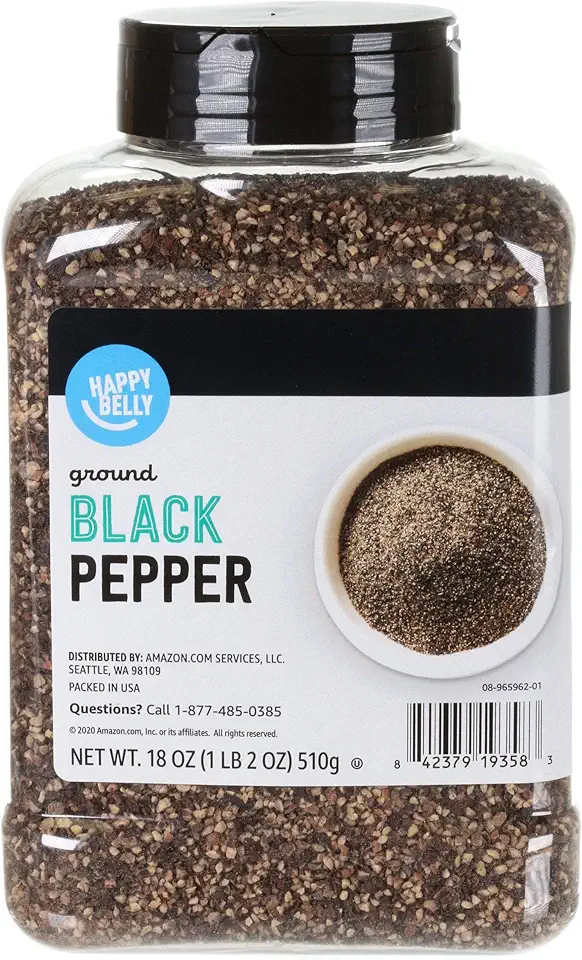 Amazon Brand - Happy Belly Black Pepper, Coarse Ground, 18 oz