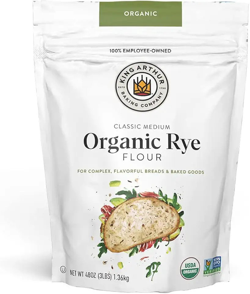 King Arthur Flour Organic Medium Rye Flour for Complex Flavorful Breads &amp; Baked Goods, 100% Organic Non-GMO Project Verified, 3 Pounds (Pack of 1)