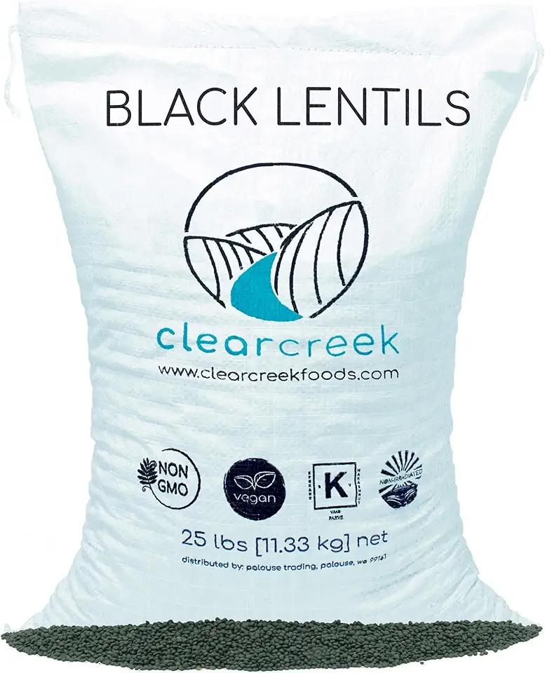 Black Beluga Lentils Bulk | 25 LBS | Non-GMO | Kosher | Vegan | Non-Irradiated