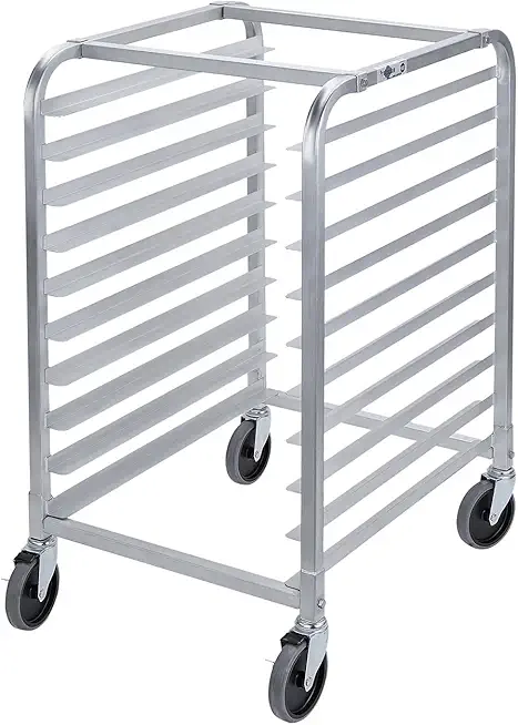 Bun Pan Bakery Rack 10 Tier with Wheels, Aluminum Racking Trolley Storage for Half or Full Sheets