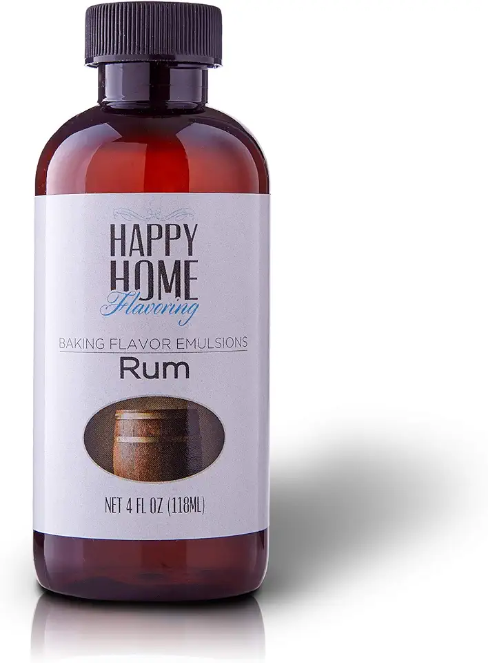 Happy Home Flavoring Imitation Rum Baking Flavor Emulsion - Certified Kosher, 4 oz.