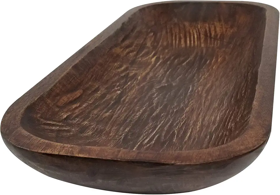 Wooden Dough Bowl Antique Walnut Reddish Brown Vintage, Long Dough Bowl Large, centerpiece Wood bowl L19 X W8 X H3 inch