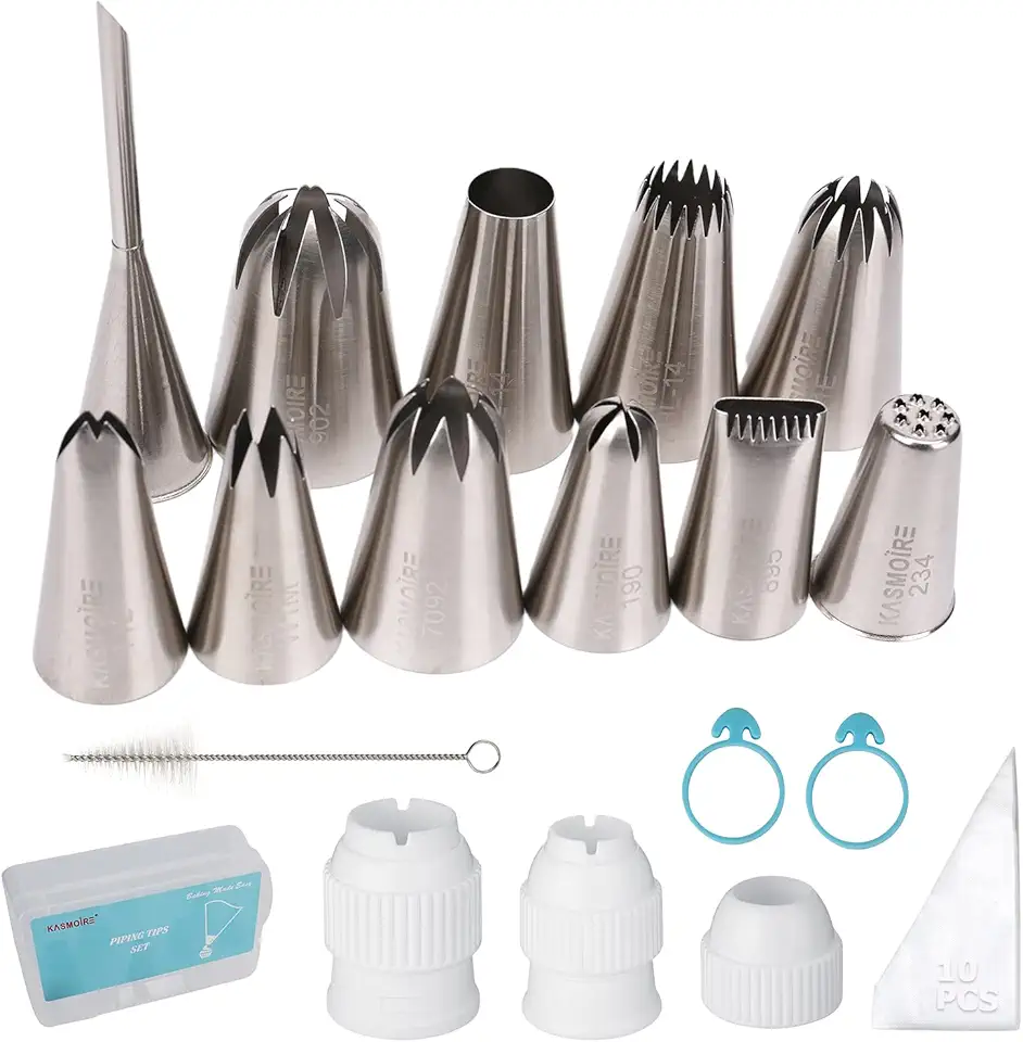 11 Pcs Extra Large Piping Tip Set,Stainless Steel Cake Decorating Icing Tips Nozzles,Professional Pastry Tips for Cupcake, Cookie and Puff