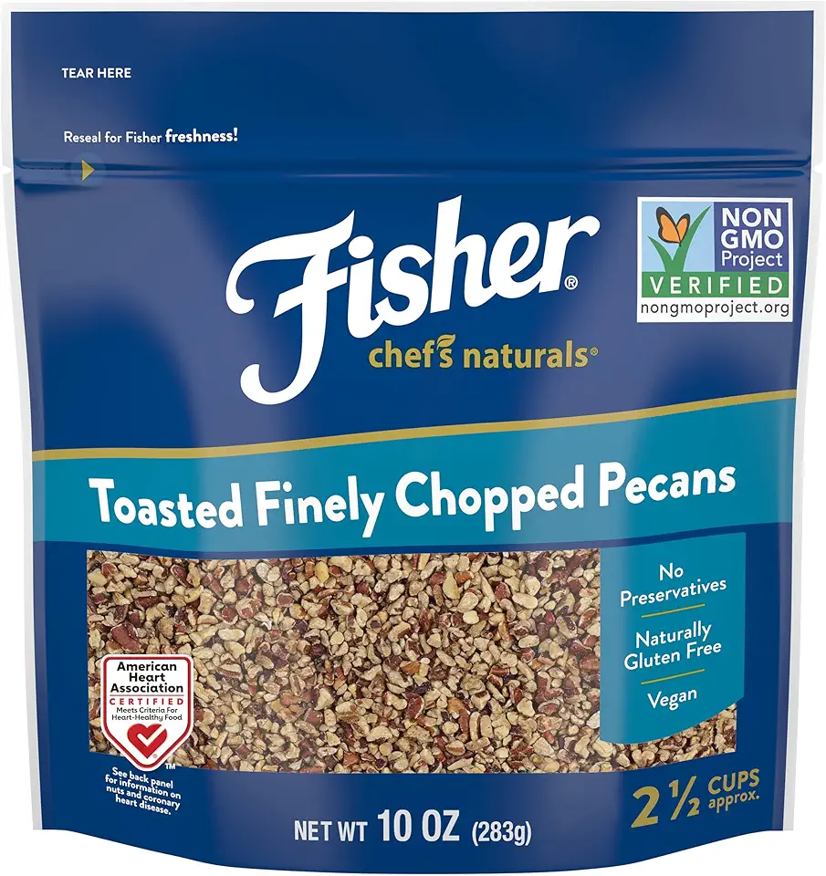 Fisher Chef&#x27;s Naturals Unsalted Chopped Pecans 10oz Resealable Bag, Unsalted Raw Nuts for Cooking, Baking &amp; Snacking, Vegan Protein, Keto Snack, Gluten Free