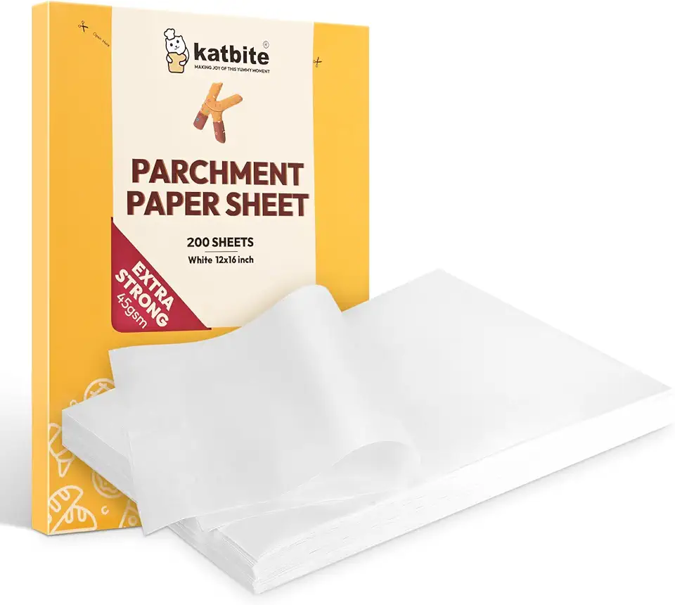 Katbite 200PCS 12x16 In Heavy Duty Flat Parchment Paper, Parchment Paper Sheets for Baking Cookies, Cooking, Frying, Air Fryer, Grilling Rack, Oven(12x16 Inch)