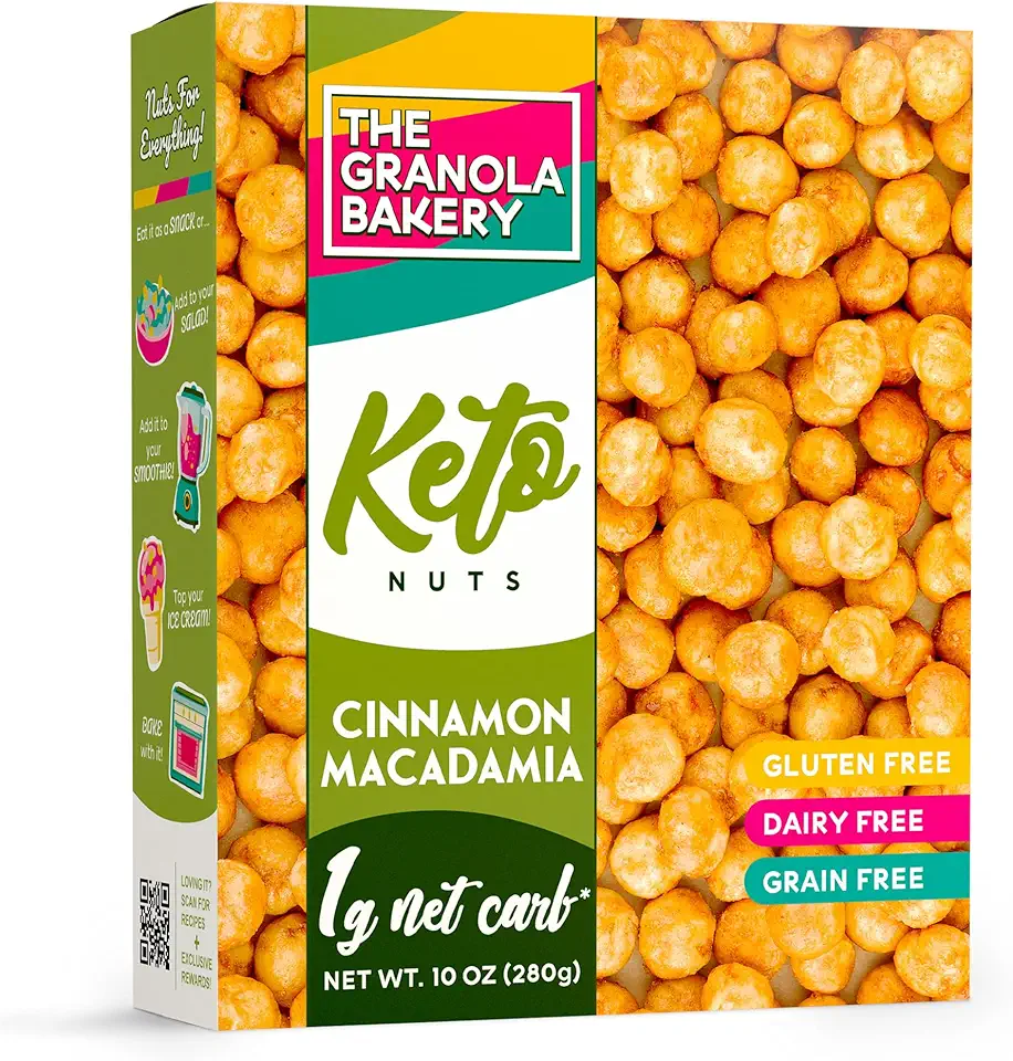 TGB Cinnamon Macadamia Nuts | 1g Net Carb Keto Snack | Gluten Free Low Carb Candy, 10 Ounces