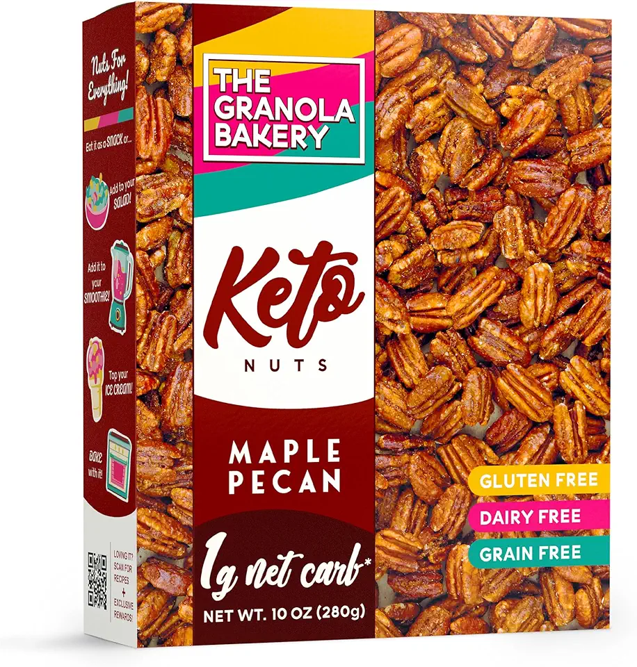 TGB Maple Pecans | 1g Net Carb Keto Snack | Gluten Free Low Carb Candy Nuts, 10 Ounces