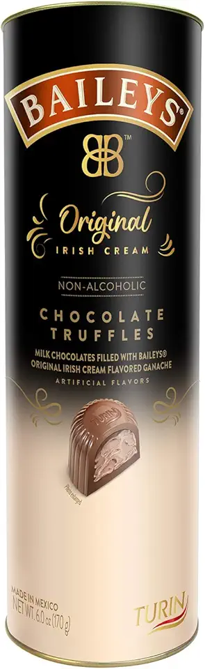 BAILEYS, Christmas Candy, Original Irish Cream, Non-Alcoholic Chocolate Truffles, Gift Tin, 6 Oz. Tin