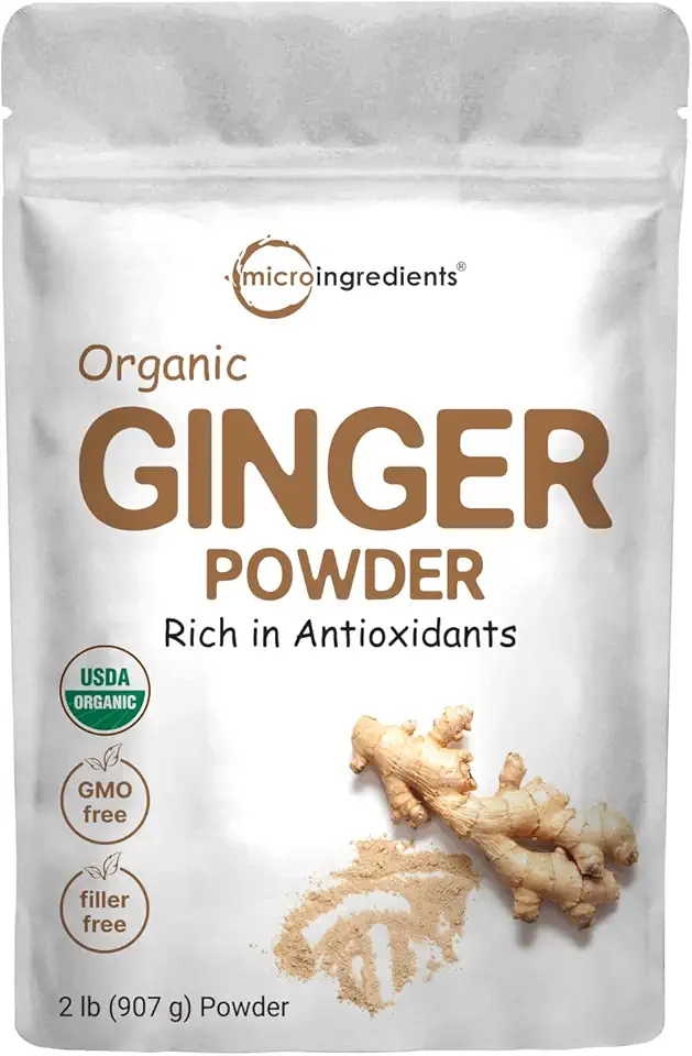 Organic Ginger powder, 2lbs (32oz) | Premium Source for Spice &amp; Seasoning | Great for Baking, Cooking &amp; Tea | Additive Free, Non-GMO, Bulk Supply