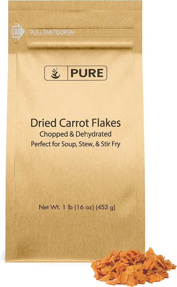 Pure Original Ingredients Dried Carrot Flakes (1 lb) Soups &amp; Stews, Diced &amp; Ready To Use.