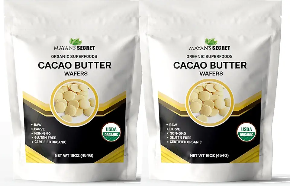 Mayan’s Secret UDSA Certified Organic Cacao Butter Wafers, 2lb Naturals Raw Unrefined, Non-Deodorized, | Keto | Vegan