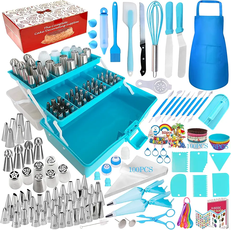 Cake Decorating Tools Supplies Kit - 368Pcs Baking Supplies with Storage Case for Beginners - Icing Piping Bags and Tips Set For Cookies, Cupcake &amp; Cake Frosting Fondant Decorating