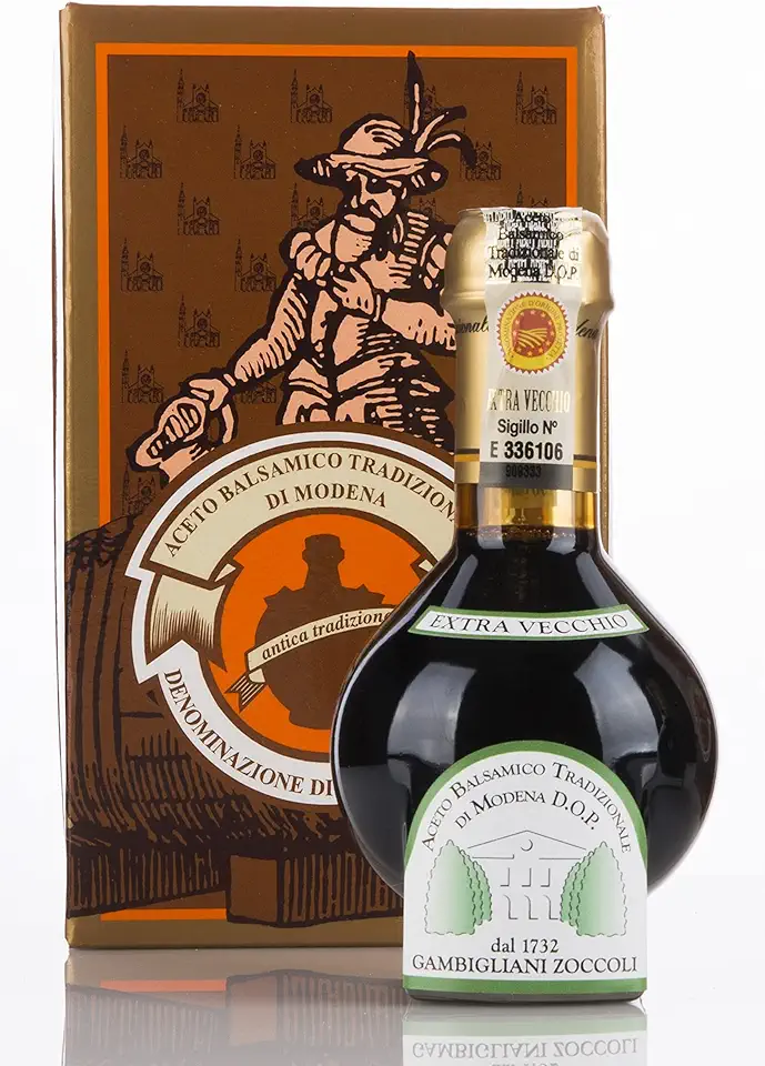 Traditional Balsamic Vinegar of Modena D.O.P., EXTRA OLD, over 25 years of aging. Packaged in the official box of the Consorzio Produttori Antiche Acetaie, with measuring cap and flyer - ACETAIA GAMBIGLIANI ZOCCOLI