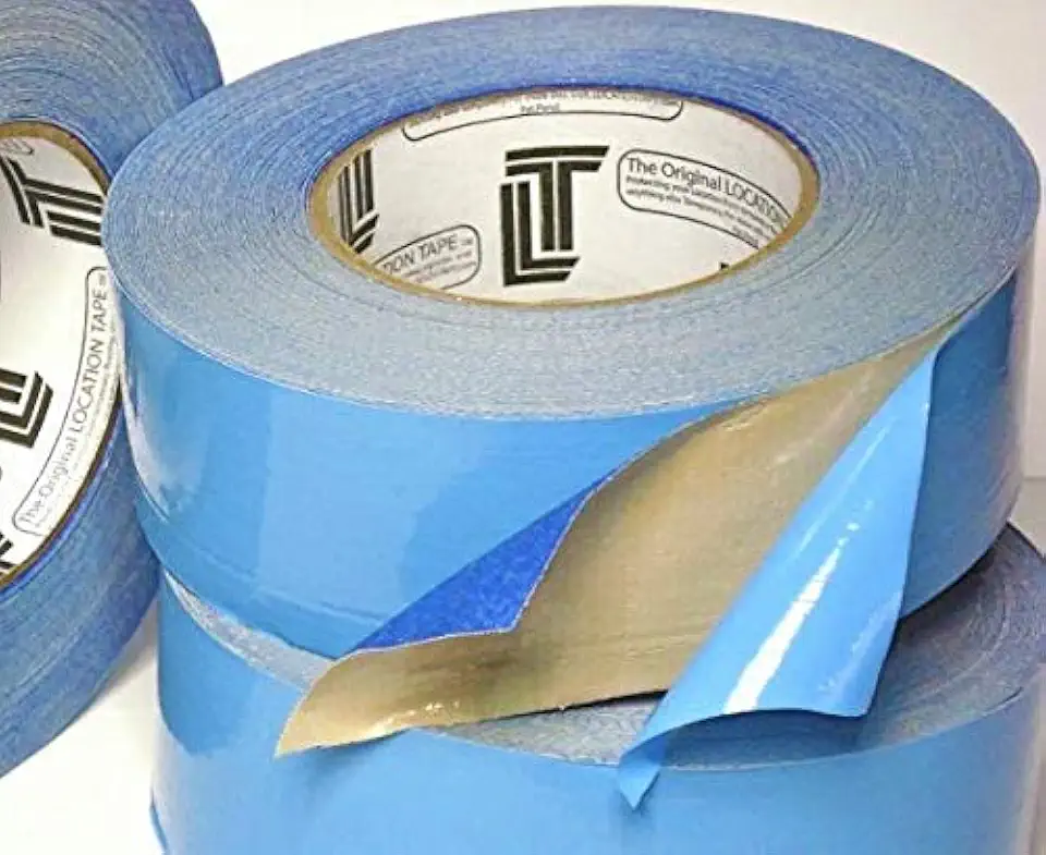 Great White Double Face Carpet LocationTape, Carpet, Painters Clean drape, flooring, Sheeting Tape, Hi-Tack, Low tack, Entertainment Floor, Blue painters tape,2&quot; x 25yd, Made in USA