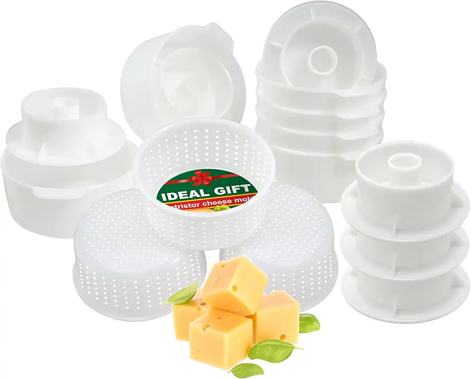 Cheese Making Kit Beginners - 6 pcs Cheese Mold with a Follower Piston + 3 pcs Soft Cheese Molds - Cheese Making Supplies - Moldes Para Queso Fresco Casero - Cream Cheese Form Mold Basket №4