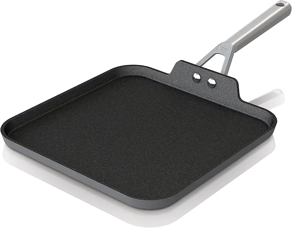 Ninja C30628 Foodi NeverStick Premium 11-Inch Square Griddle Pan, Hard-Anodized, Nonstick, Durable &amp; Oven Safe to 500°F, Slate Grey