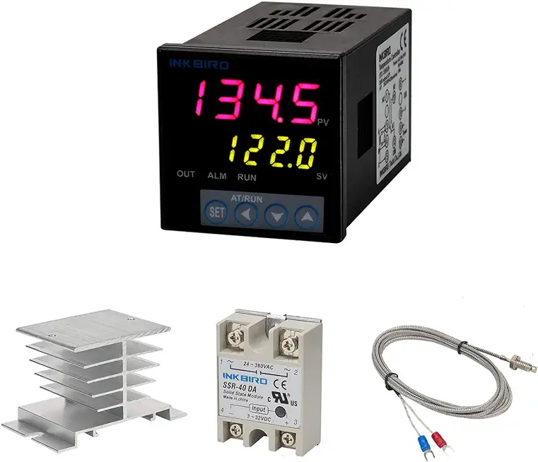 Inkbird PID Temperature Controller Kit, High Voltage 100ACV to 240ACV, Comes with SSR 40DA Solid State Relay, K Type Thermocouple, and White Heat Sink