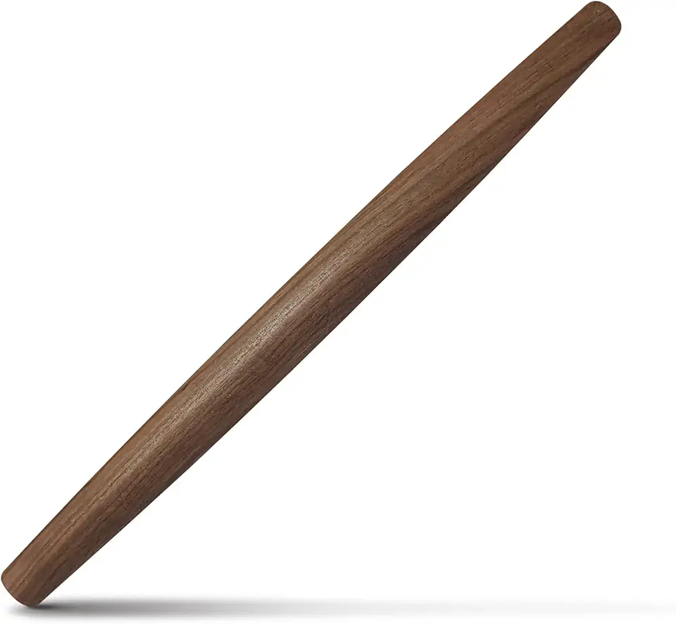 French Rolling Pin (17 Inches) –WoodenRoll Pin for Fondant, Pie Crust, Cookie, Pastry, Dough –Tapered Design &amp; Smooth Construction - Essential Kitchen Utensil,Walnut Wood