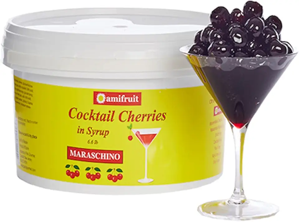 Amifruit Maraschino Cherries 6.6lbs./105.6oz. Premium Cocktail Cherries, Gourmet Cocktail Cherries, Italian Maraschino Cherries.