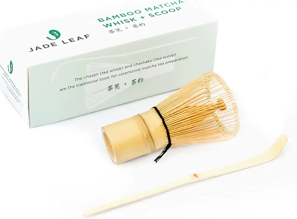 Jade Leaf Matcha Bamboo Whisk and Scoop Set - Replacement Tea Tools for Matcha Green Tea Powder Preparation