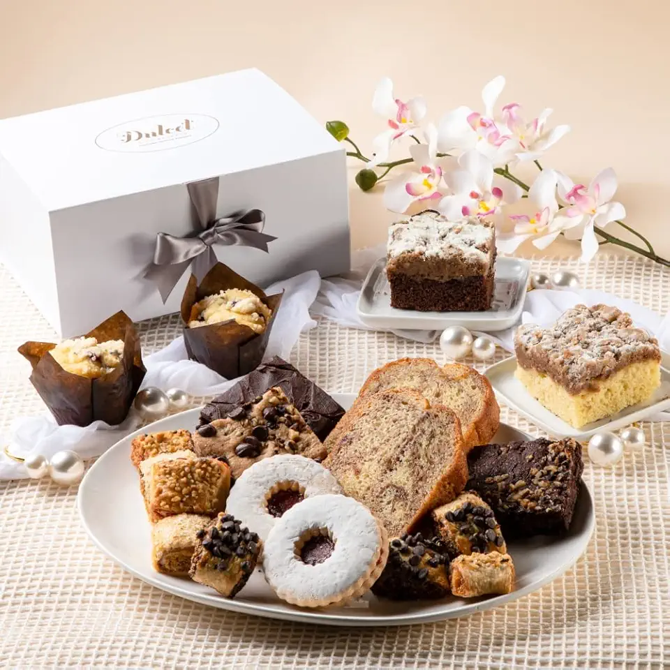 Sympathy &amp; Get Well Gift Box - Sweet Bereavement Assortment: Gourmet Chocolate Chip Cookies, Fudge Brownies, Linzer, Muffins, Crumb Cakes, Rugelah - Ideal for Birthdays &amp; Condolences