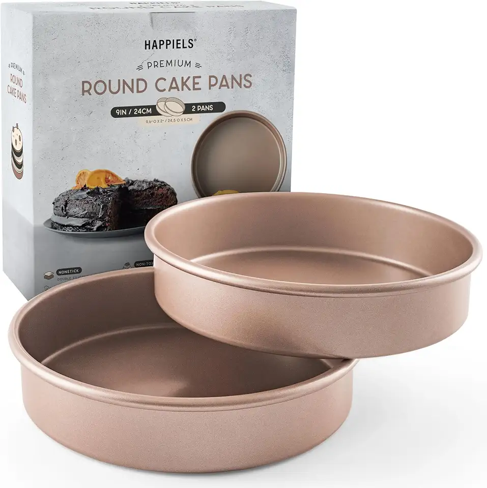 Non Toxic Nonstick 9 inch Round Cake Pans Set of 2 | Quality Non Stick 9-inch Layer Cake Pan 2 in Deep | 9&#x27;&#x27; Baking Pan Nontoxic | 9 Circle cake Pan 9in | Round Baking Cake Pans