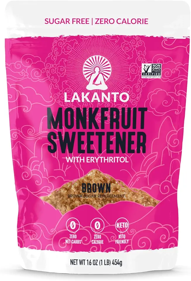 Lakanto Brown Monk Fruit Sweetener with Erythritol - Brown Sugar Substitute, Zero Calorie, Baking, Vegan, Keto Diet Friendly, Zero Net Carbs, Gluten Free, Sugar Replacement, Extract (Brown - 1 lb)