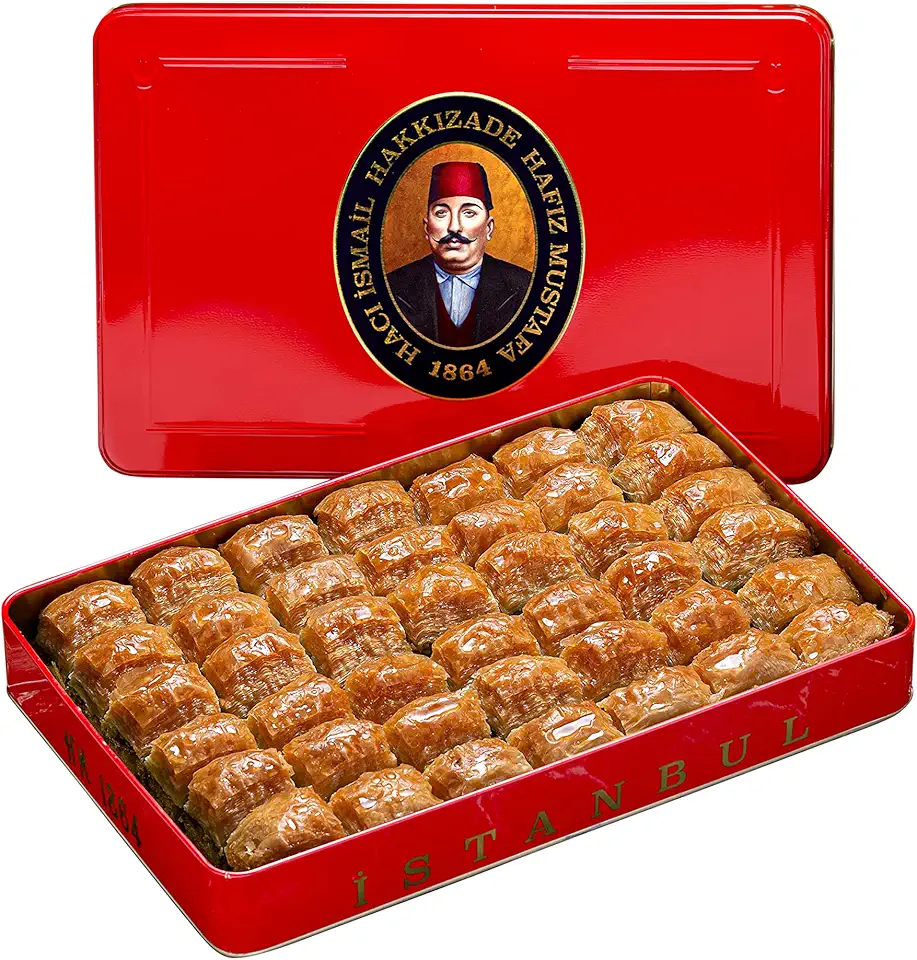 Hafiz Mustafa 1864 Istanbul Baklava Pastry Box - Baked Baklava Dessert Snacks Made from Fresh Phyllo Dough Sheets, Pistachio, Hazelnut, Walnut - Turkish Sweets Tray Gift Ideas for Birthday, Christmas