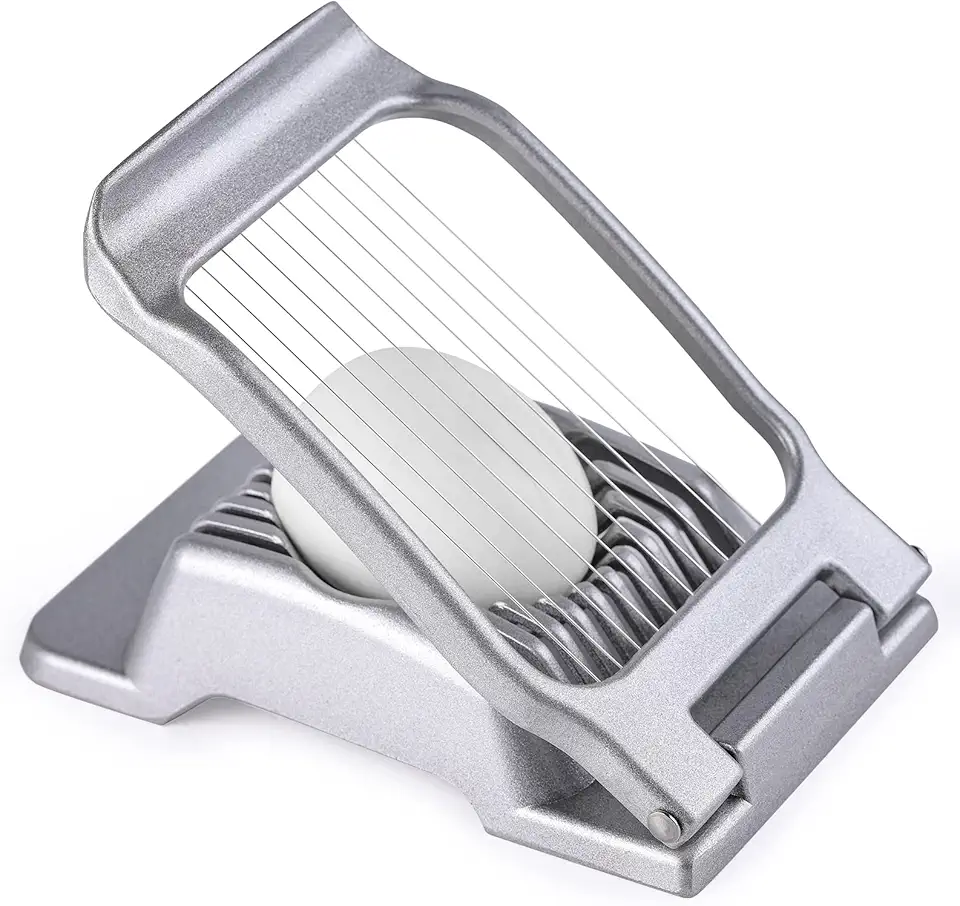 Egg Slicer for Hard Boiled Eggs, Stainless Steel Wire, Heavy Duty Aluminium Egg Cutter Dishwasher Safe for Egg Strawberry Soft Fruit