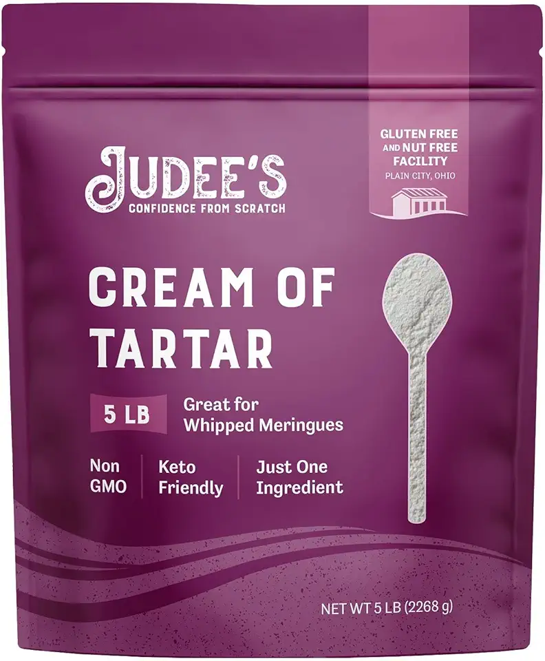 Judee’s Bulk Cream of Tartar 40 lb (5lb Pack of 8) - All Natural, Keto-Friendly, Gluten-Free &amp; Nut-Free - Use for Baking as a Stabilizer, Cleaning and Crafting - Made in USA