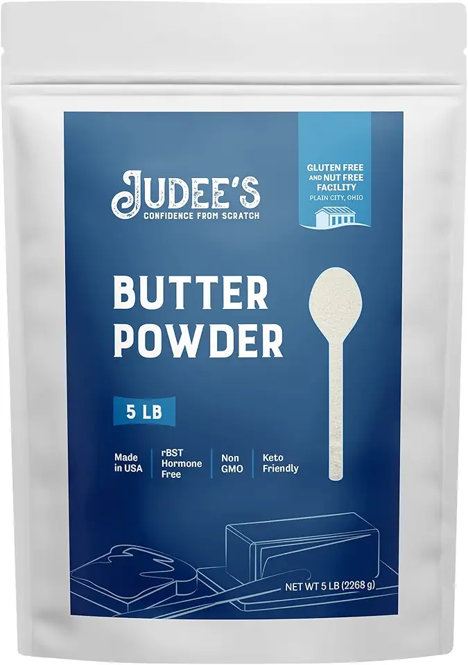 Judee’s Butter Powder 5 lb - 100% Non-GMO and Keto-Friendly - rBST Hormone-Free - Gluten-Free and Nut-Free - Made from 100% Real Butter - Baking Ready Ingredient - Made in USA