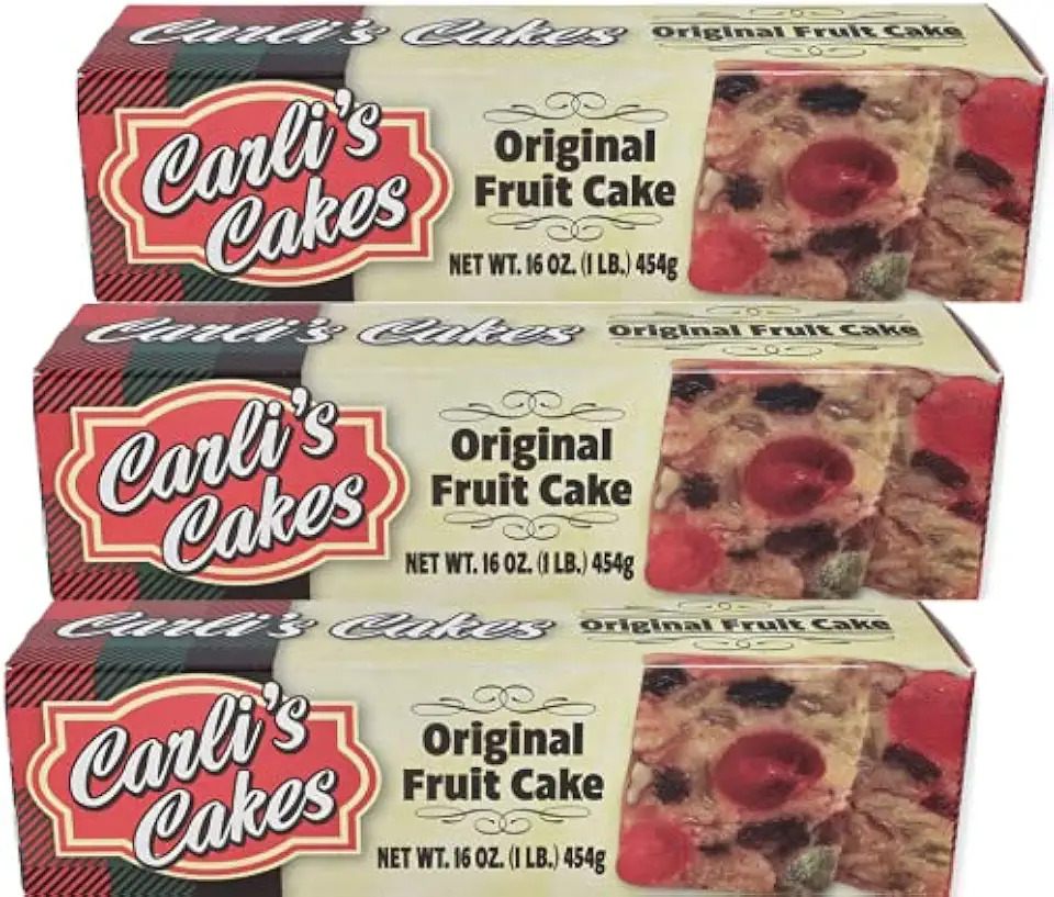 Fruitcake - Made From The Finest Fruits and Nuts - Individually Wrapped For Freshness - 3-1lb Fruit Cake - By Carli&#x27;s Cakes