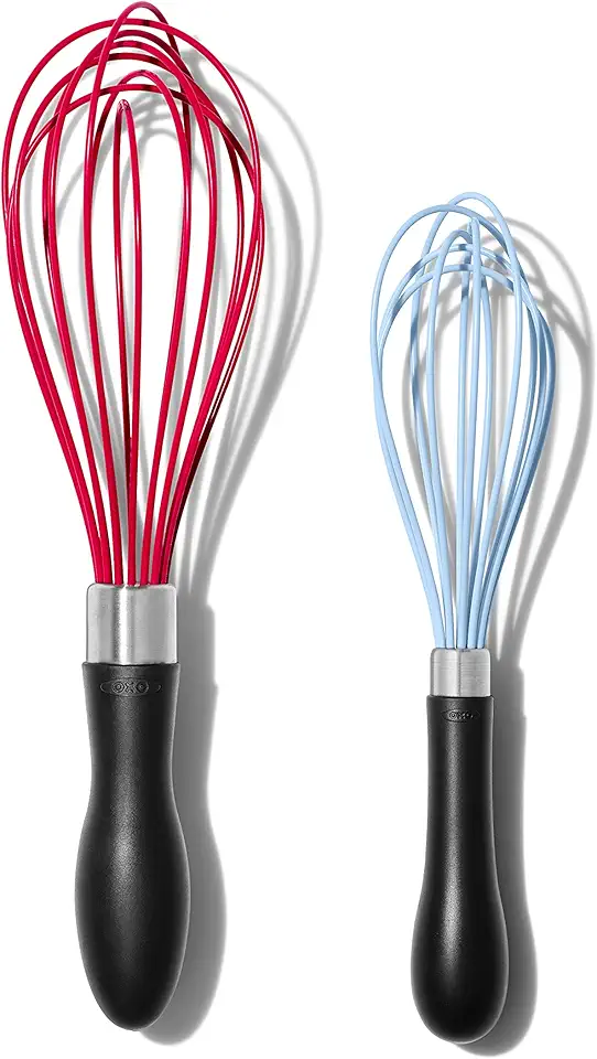 OXO 2-Piece Set Silicone Whisks, Jam/Seltzer, 11.0x2.5 inches, Dishwasher Safe