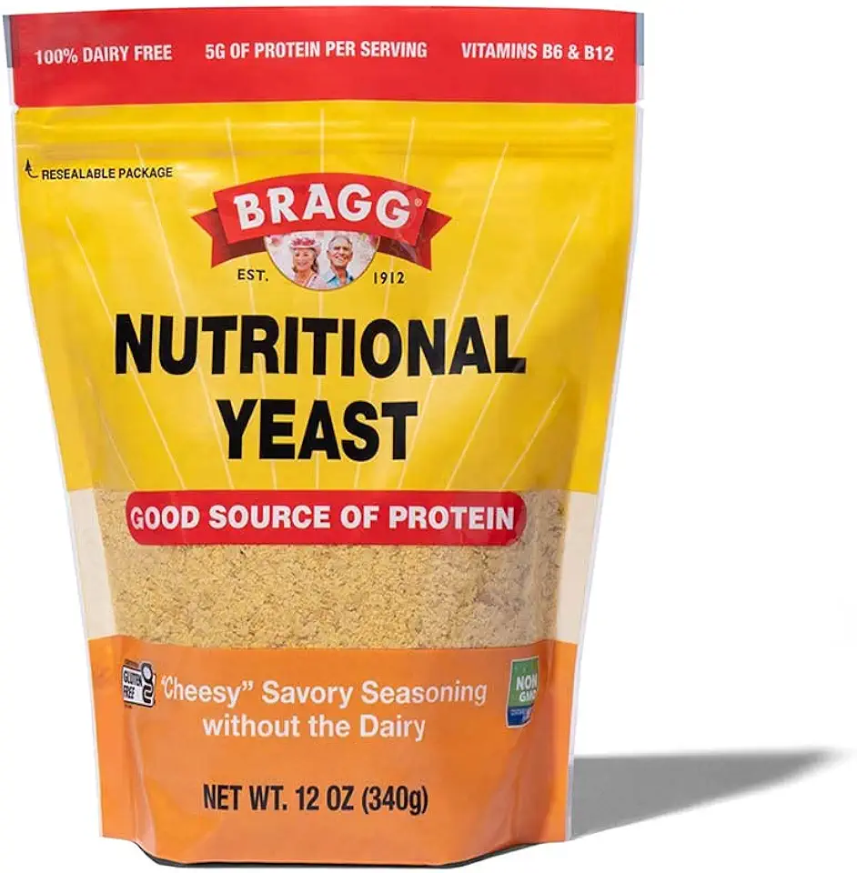 Bragg Premium Nutritional Yeast Seasoning - Vegan, Gluten Free – Good Source of Protein &amp; Vitamins – Nutritious Savory Parmesan Cheese Substitute (Original, 12 Ounce (Pack of 1))