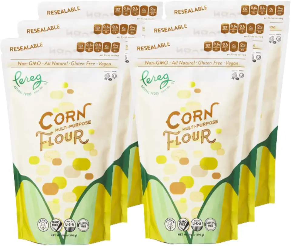 Yellow Corn Flour (14 Oz x 6 Pack) - Vegan, Non-GMO, Made In USA, Gluten-Free - Cornflour for Mexican Dishes, Bread, Muffins, Cakes, Tortillas, Pupusas &amp; Bakery