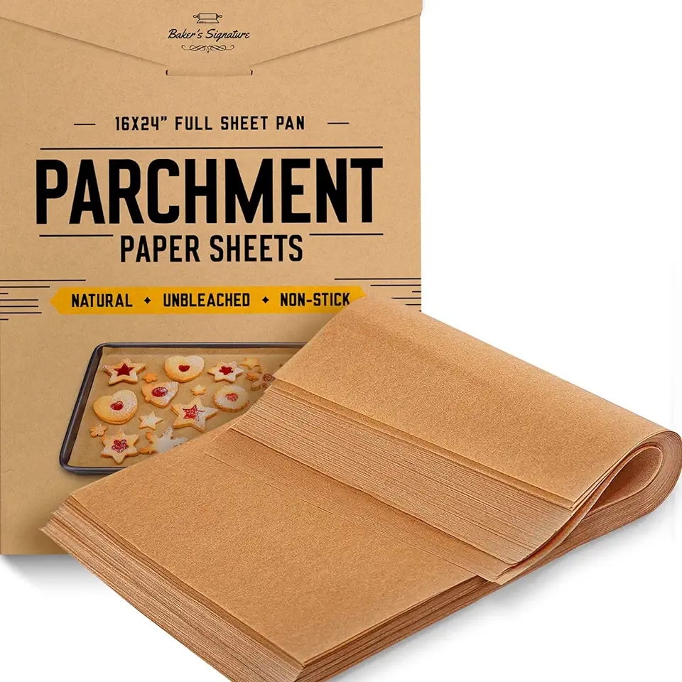 [220 Sheets] Full Sheet Pan 16 x 24 Inch Parchment Paper Baking Sheets by Baker’s Signature | Precut Silicone Coated &amp; Unbleached – Will Not Curl or Burn – Non-Toxic &amp; Comes in Convenient Packaging