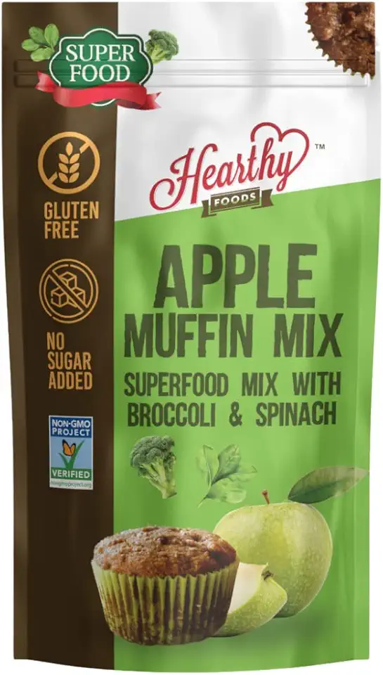 Hearthy Foods Apple Muffin Mix - Contains Superfood Flours Spinach &amp; Broccoli