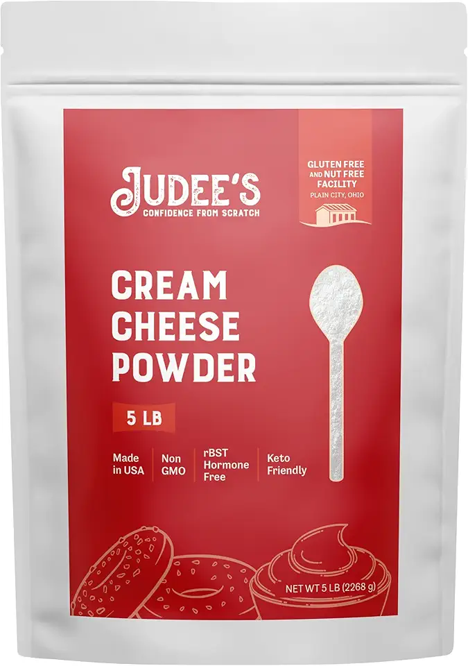 Judee’s Cream Cheese Powder 5 lb - 100% Non-GMO, Keto-Friendly - rBST Hormone-Free, Gluten-Free and Nut-Free - Made from Real Cream Cheese - Made in USA - Use in Spreads, Dips, and Baking