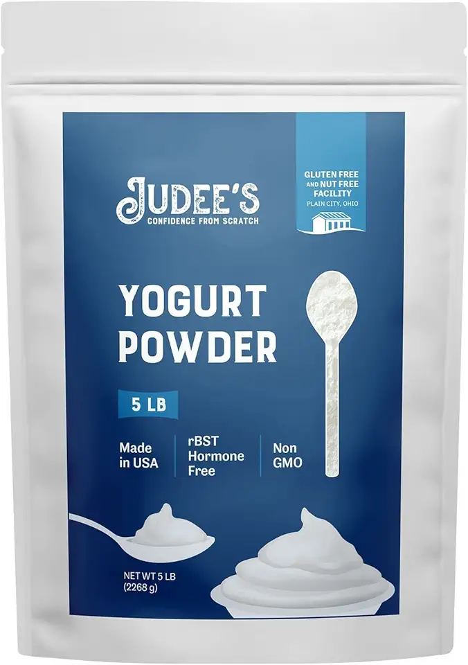 Judee’s Yogurt Powder 5 lb - 100% Non-GMO, rBST Hormone-Free - Gluten-Free &amp; Nut-Free - Made from Real Dairy - Made in USA - Make Homemade Yogurt and Tangy Dips, Dressings, and Toppings