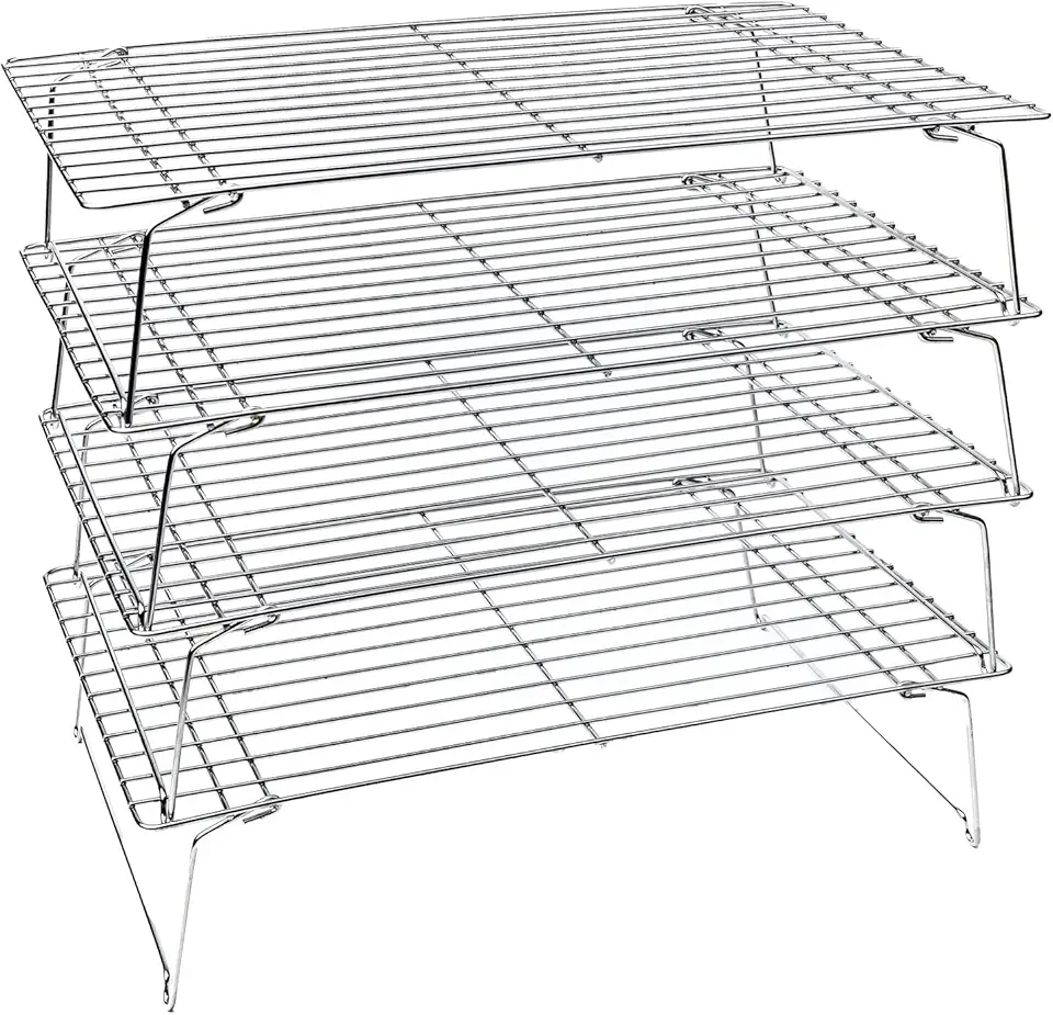 KITCHENATICS 4-Tier Stackable Cooling Racks for Baking, 100% Stainless Steel Wire Rack, Oven Safe Baking Rack, Oven Rack for Pizza, Cake, Bread, Cooling Rack for Cooking and Baking, Cookie Rack 15x10