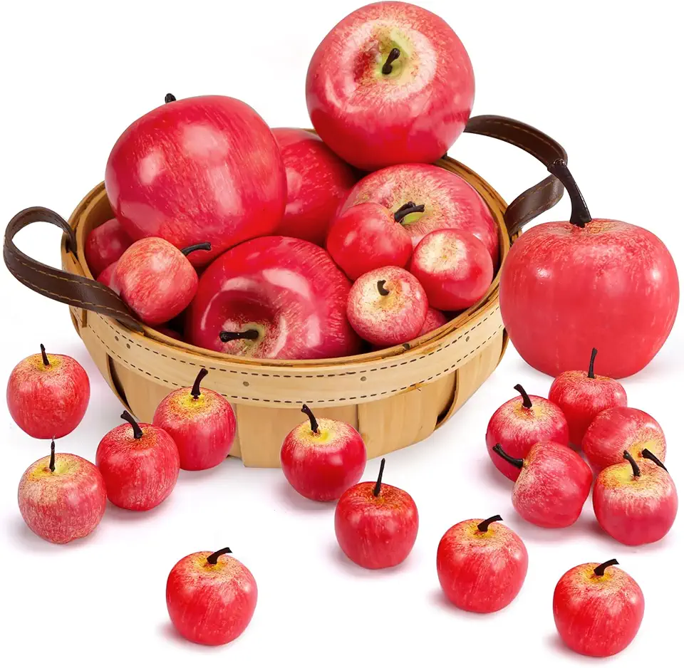 BigOtters Artificial Red Apples, 30PCS Fake Red Apples Gala Apples Lifelike Simulation for Home House Kitchen Table Basket Photography Party Decoration