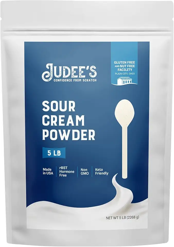 Judee’s Sour Cream Powder 5 lb -100% Non-GMO, rBST Hormone-Free - Keto-Friendly, Gluten-Free and Nut-Free - Made from Real Sour Cream - Made in USA - Great for Baking, Toppings, and Dips